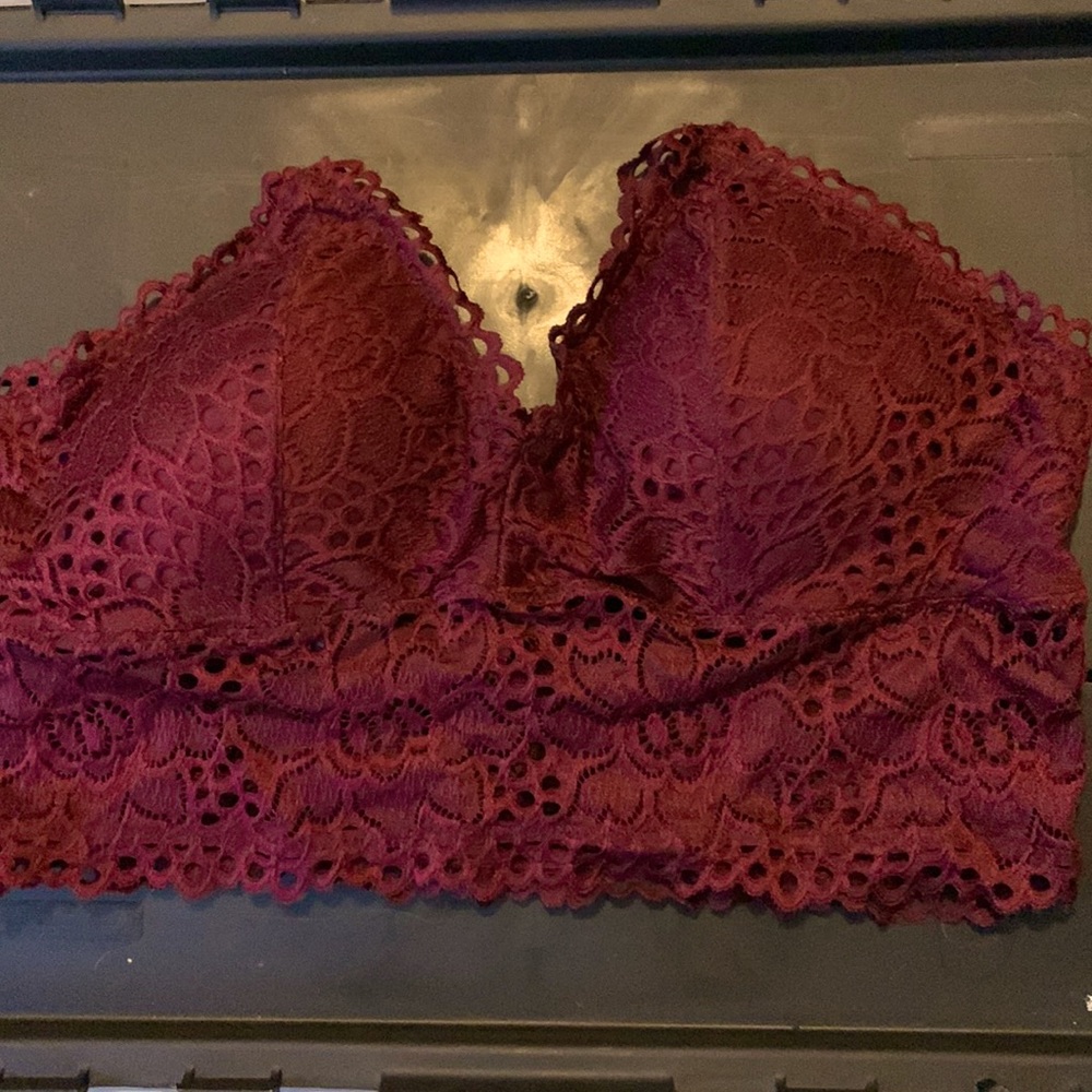 Lace maroon eyelet bralette